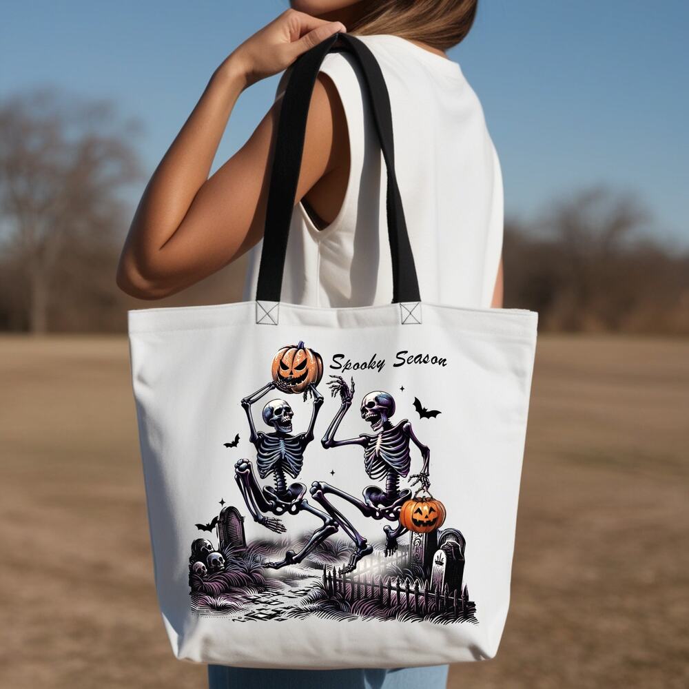 Spooky Season Halloween Skeleton Tote Bag - Picture 2 of 3
